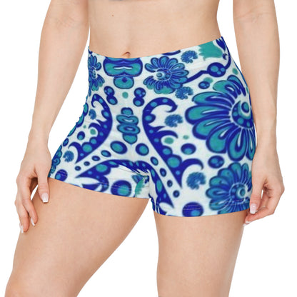 Blue Paisley Print Women's Shorts
