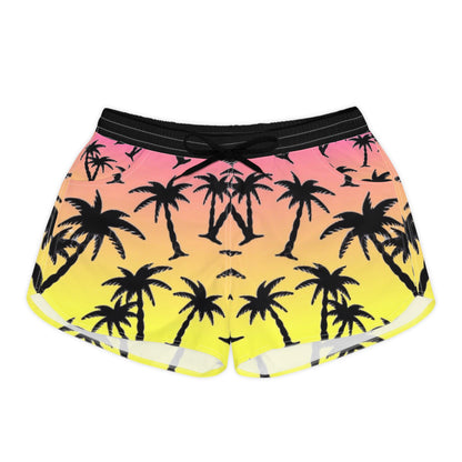 Tropical Palm Tree Vibes  Women's Casual Shorts - Palm Tree Print Summer Wear