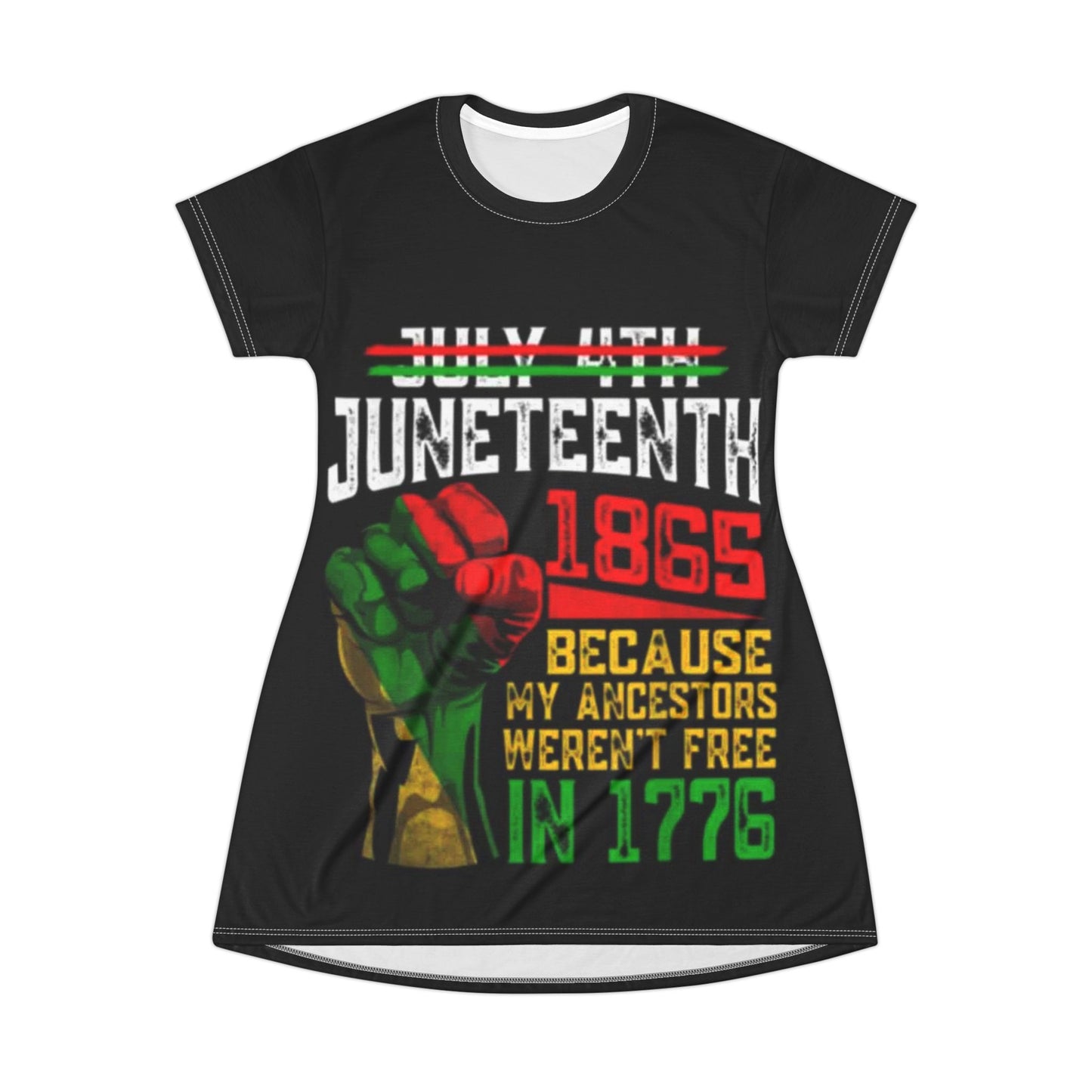 Juneteenth Celebration T-Shirt Dress, Black History Apparel, African American Pride Dress, Unique Gifts for Her, July 4th Alternative