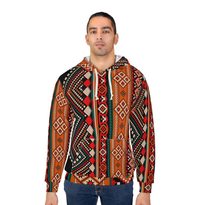 Aztec Tribal Pattern Hoodie – Rustic Orange All-Over Print