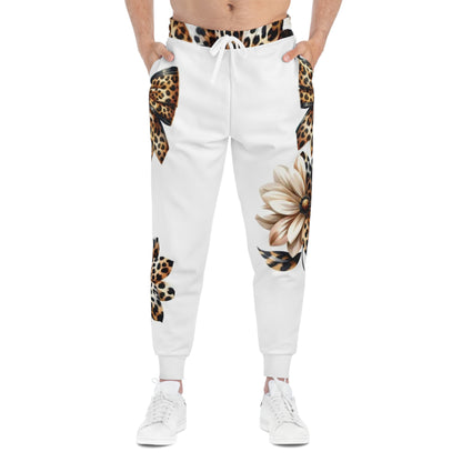 Floral Leopard Print Athletic Joggers, Chic Activewear, Jogging Pants, Stylish Workout Gear, Gifts for Her, Trendy Loungewear