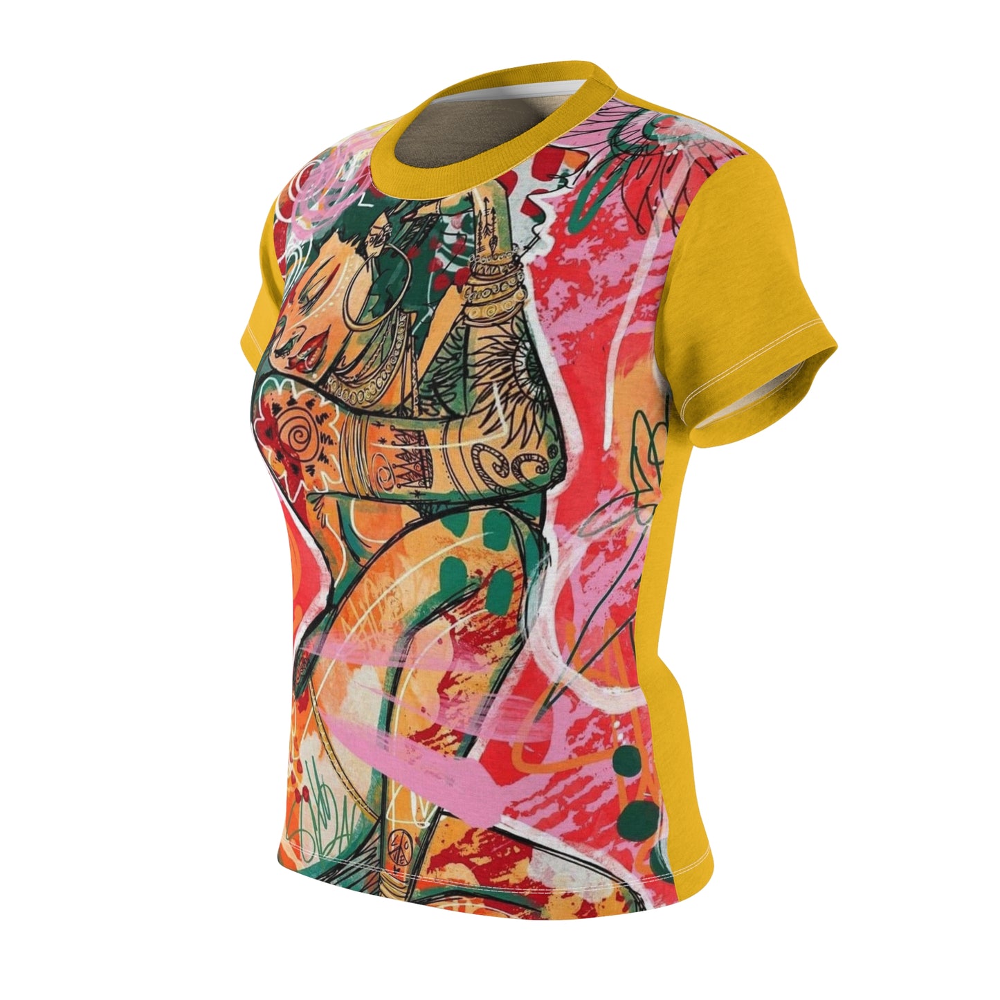 Vibrant Artistic Women’s Tee - Bohemian Style Graphic T-Shirt