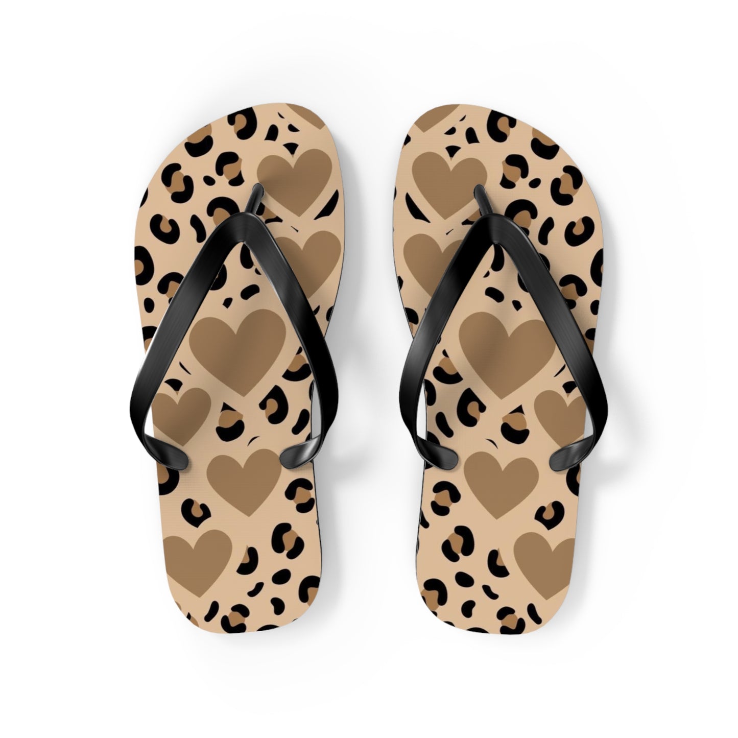 Leopard Print Heart Flip Flops – Trendy Summer Sandals for Beach and Casual Wear