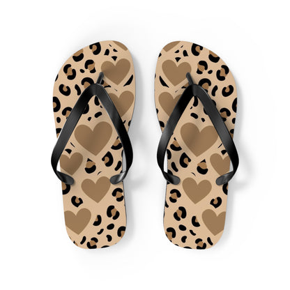 Leopard Print Heart Flip Flops – Trendy Summer Sandals for Beach and Casual Wear