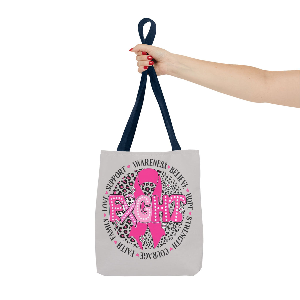 Breast Cancer Awareness "Fight" Pink Ribbon Tote Bag