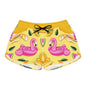 Summer Vibes Women's Casual Shorts with Flamingo and Fruit Print