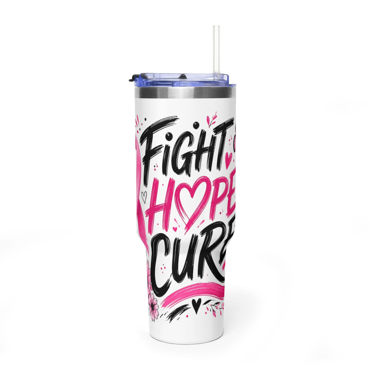 Tumbler - Fight Hope Cure 40oz Breast Cancer Awareness Vacuum Tumbler