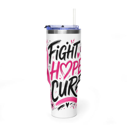 Tumbler - Fight Hope Cure 40oz Breast Cancer Awareness Vacuum Tumbler