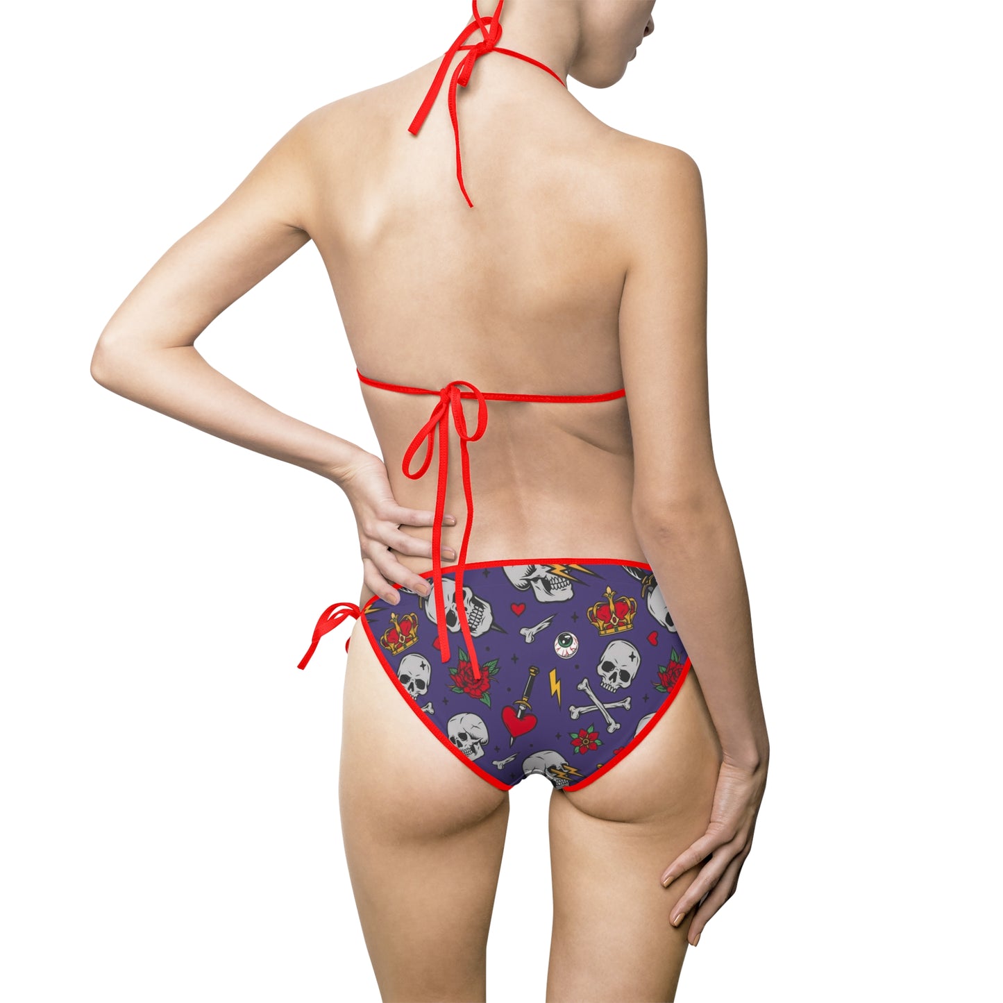 Skull Crossbones Crown Pattern Women’s s Bikini Swimsuit - Edgy Beachwear for Summer Fun