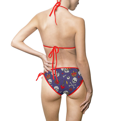 Skull Crossbones Crown Pattern Women’s s Bikini Swimsuit - Edgy Beachwear for Summer Fun