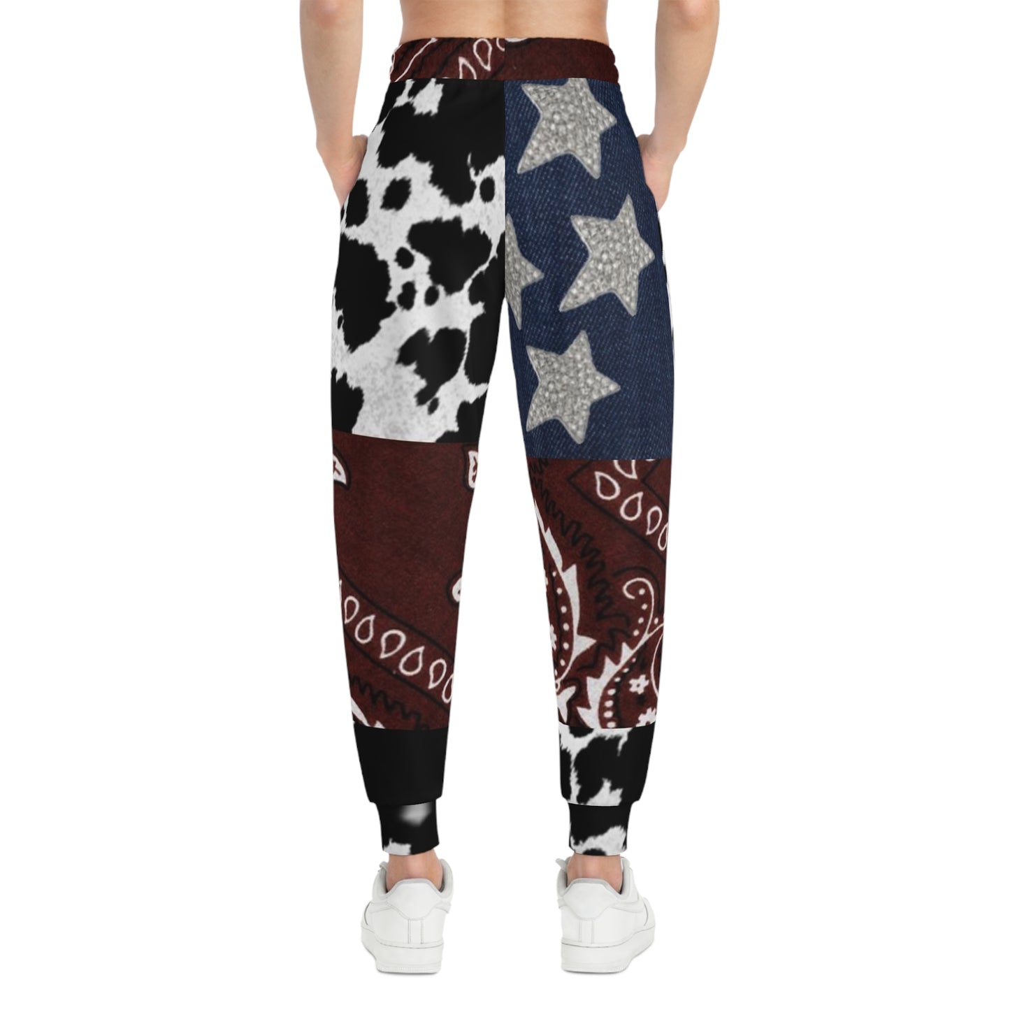 Patchwork Bandana Joggers — Cowhide, Stars & Paisley Athletic Pants
