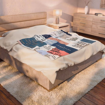 Inspirational Patchwork Velveteen Plush Blanket – Motivational Quotes (Luke 23:34)