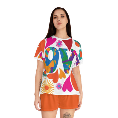Short Pajama Set - Love Hearts Design