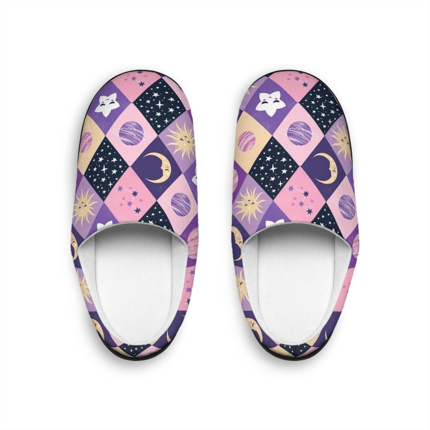 Cozy Celestial Women's Indoor Slippers - Moon and Star Design