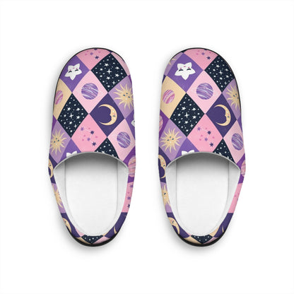 Cozy Celestial Women's Indoor Slippers - Moon and Star Design