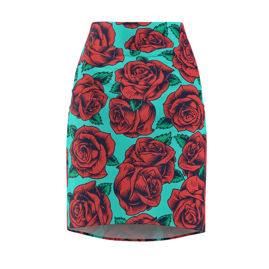 Turquoise Rose Women's Pencil Skirt