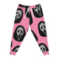 Pink Scream Face Joggers — Goth Horror Skull All-Over Print Sweatpants