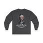 Silence Graphic Long Sleeve Tee — 'Silence' Poster Design with Shushing Figure