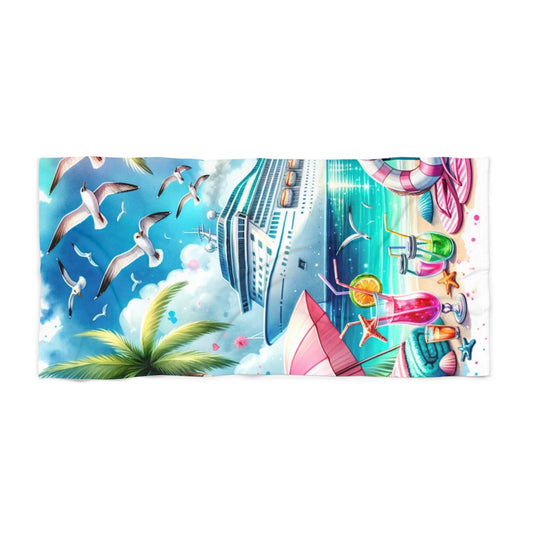 Tropical Cruise Beach Towel | Vibrant Summer Vibes for Pool Days & Vacations