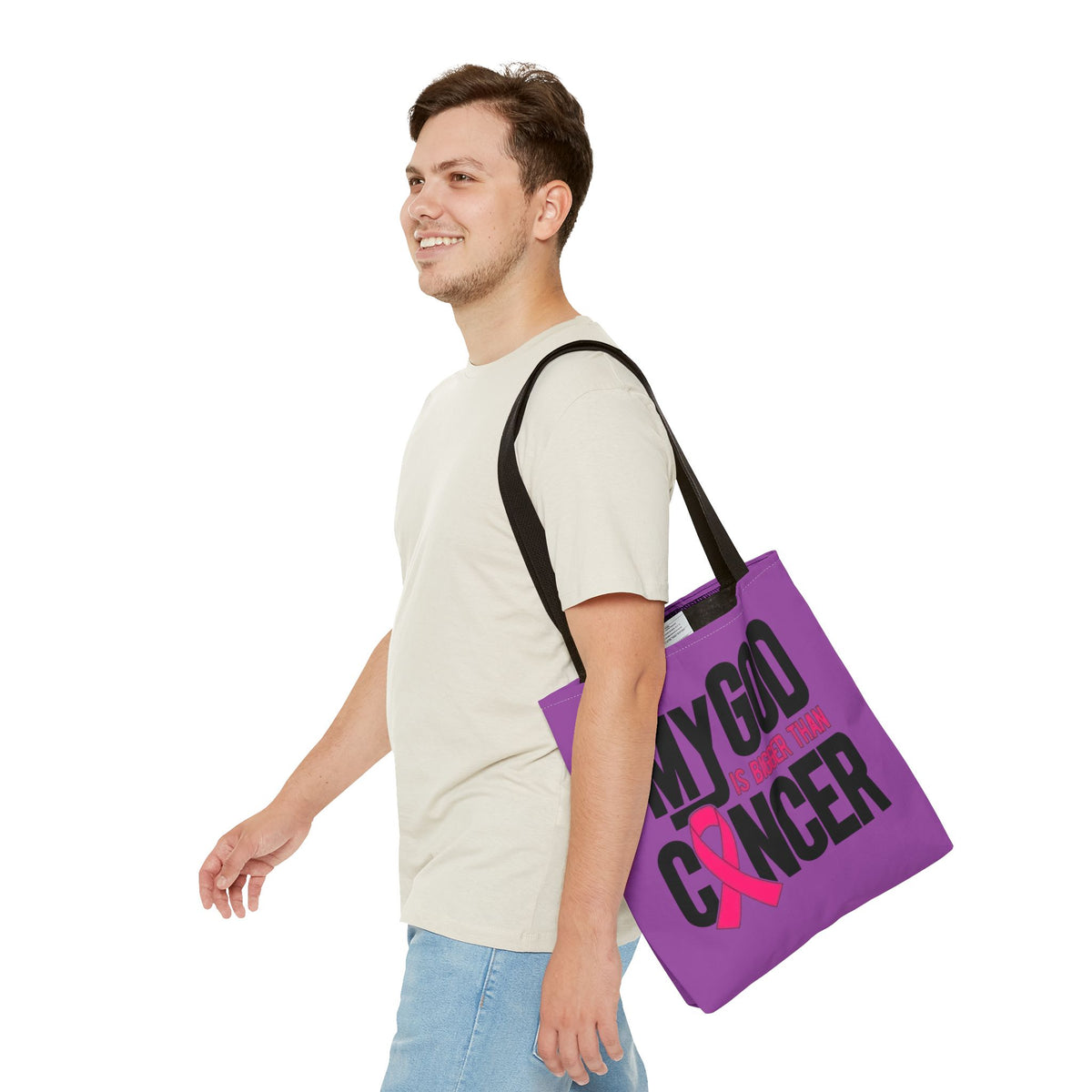 Tote Bag — "My God Is Bigger Than Cancer" Inspirational Cancer Awareness Tote