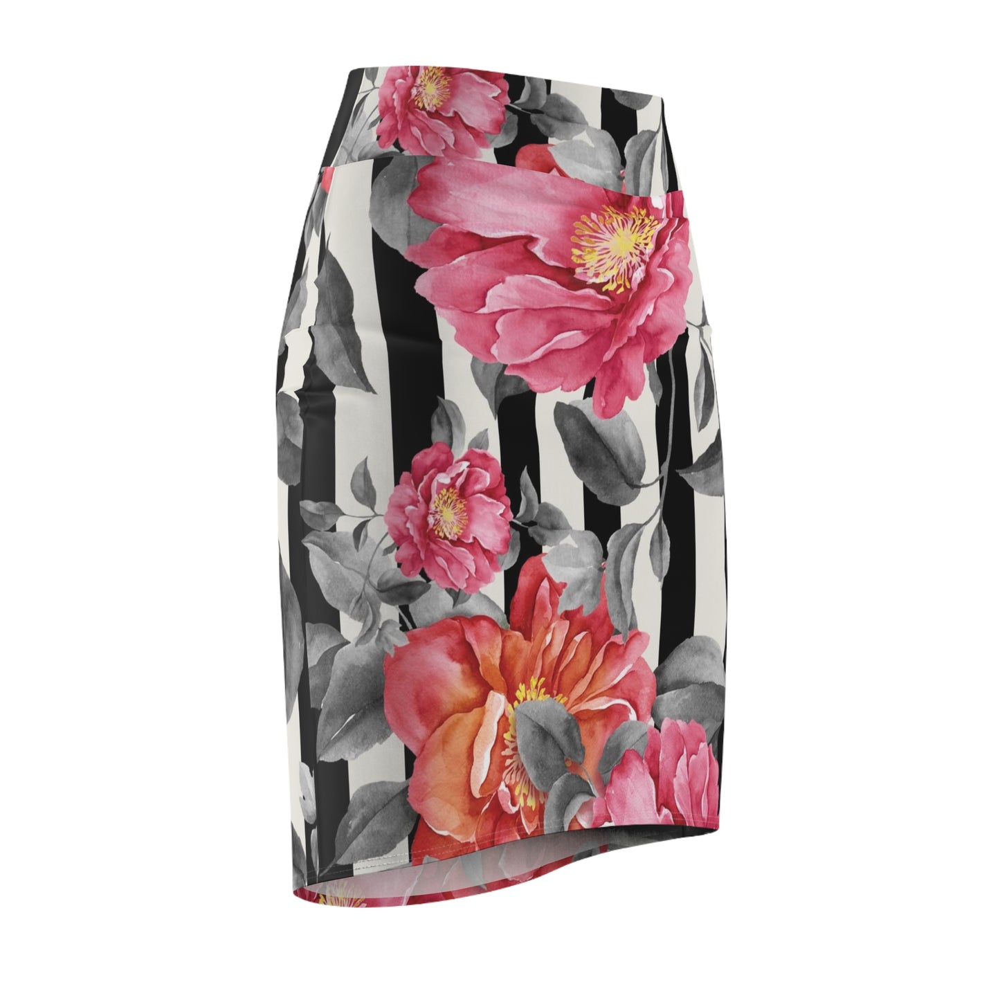 Floral Striped Women's Pencil Skirt