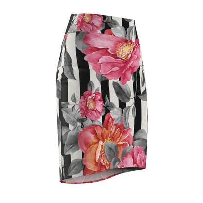 Floral Striped Women's Pencil Skirt