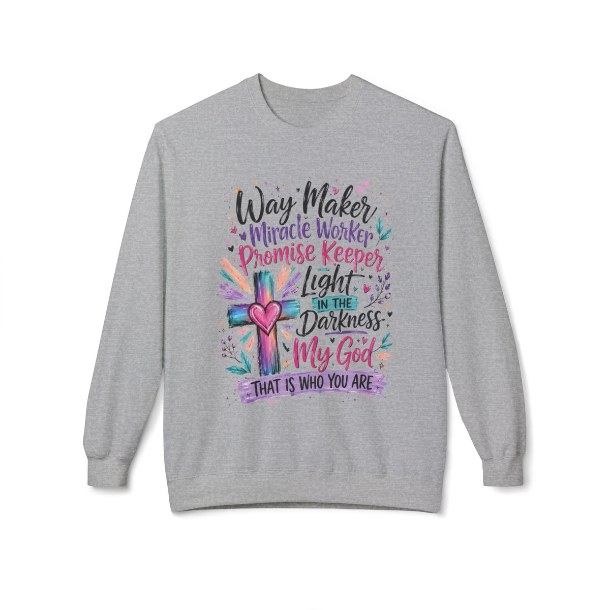 Christian Crewneck Sweatshirt — "Way Maker" Inspirational Faith Design