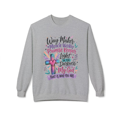 Christian Crewneck Sweatshirt — "Way Maker" Inspirational Faith Design