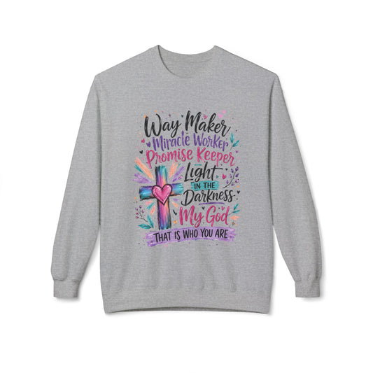 Christian Crewneck Sweatshirt — "Way Maker" Inspirational Faith Design