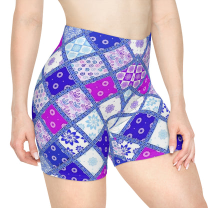 Stylish Women’s Biker Shorts with Colorful Mosaic Pattern