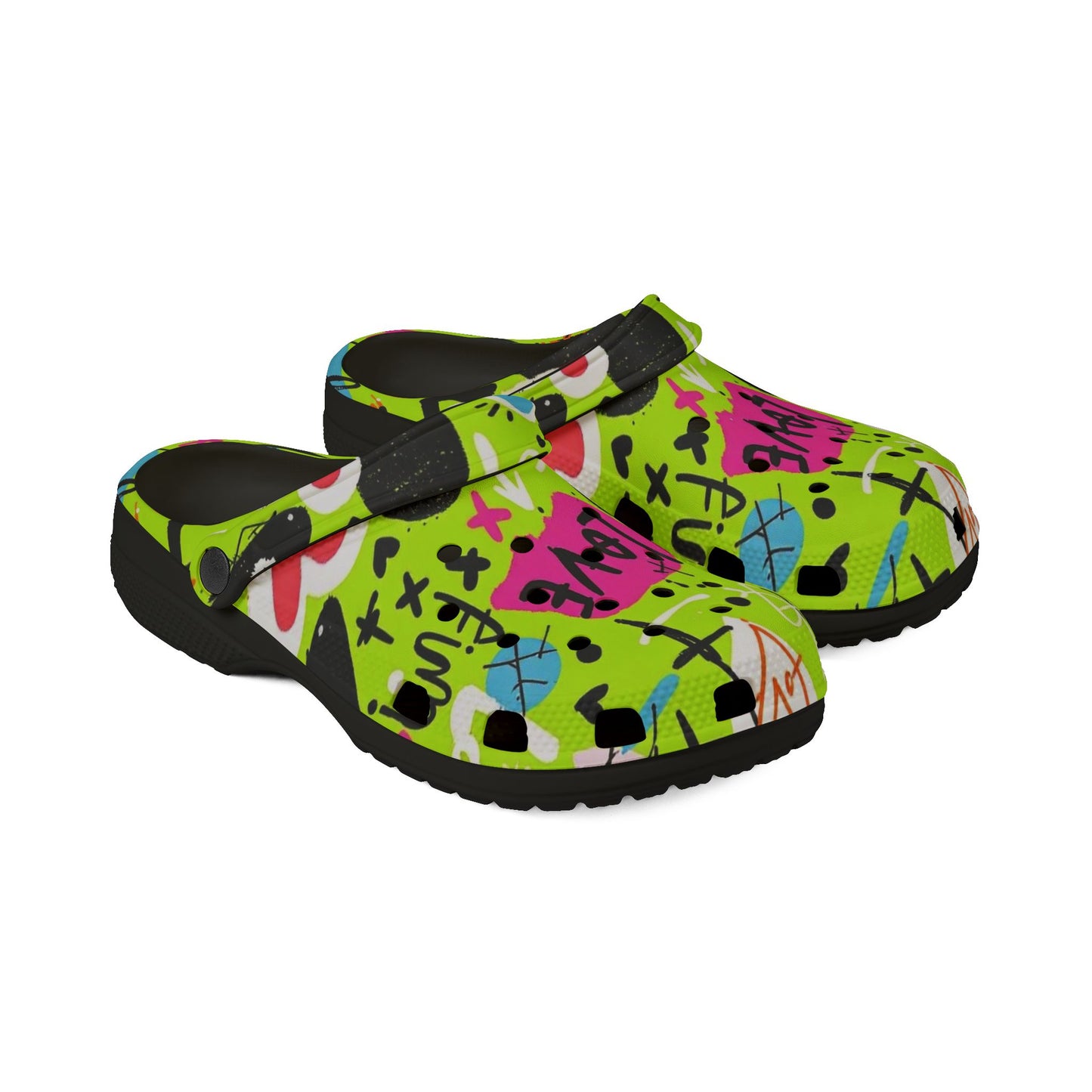 Colorful Neon Love Print EVA Foam Clogs for Casual Comfort