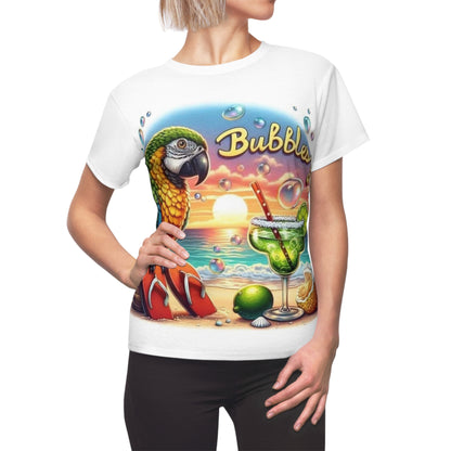 Vacation Vibes Damen Cut &amp; Sew T-Shirt - Tropischer Papagei &amp; Cocktail Design