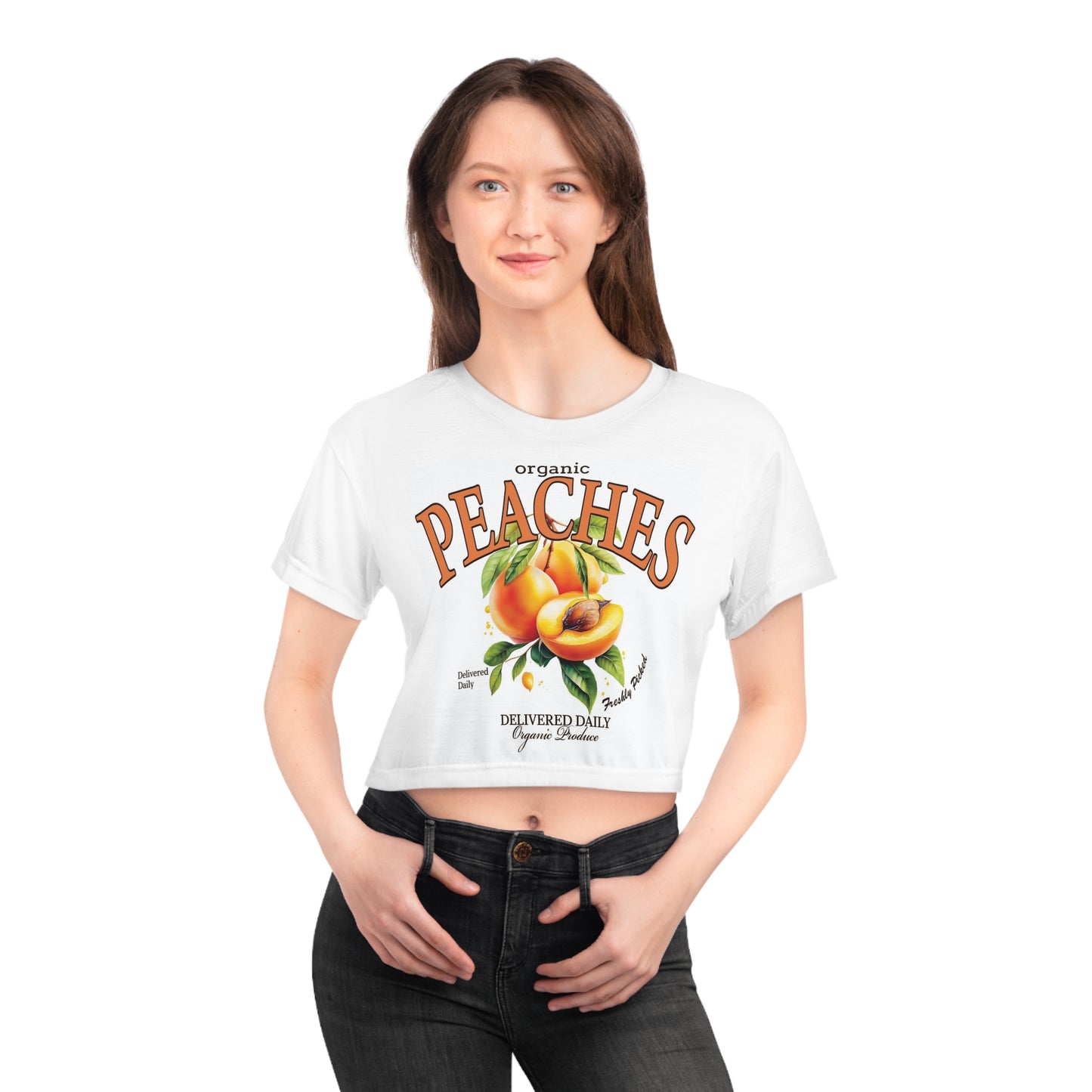 Organic Peaches Crop Tee – Fresh Fruit Vibe for Summer Style