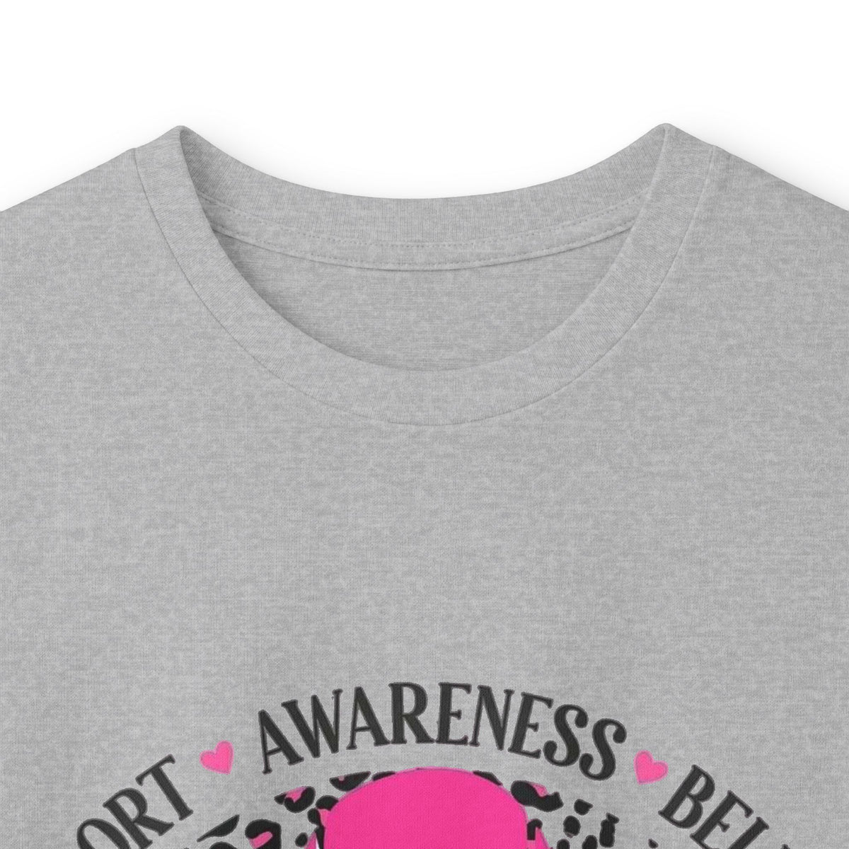 Breast Cancer Awareness Long Sleeve Tee — Pink Ribbon “Fight” Leopard Design