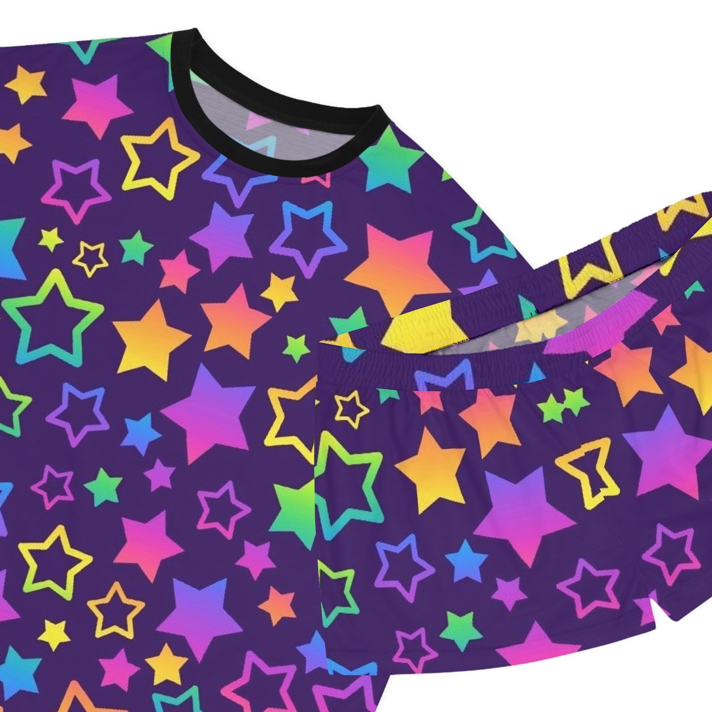 Colorful Star Pattern Women's Short Pajama Set - Cute & Comfy Sleepwear