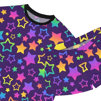 Colorful Star Pattern Women's Short Pajama Set - Cute & Comfy Sleepwear