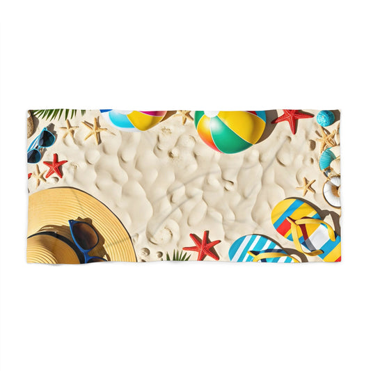 Vibrant Heavyweight Xl Beach Towel with Summer Fun Design