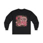 Breast Cancer Awareness Long Sleeve Tee — "In October We Wear Pink" Floral Ribbon