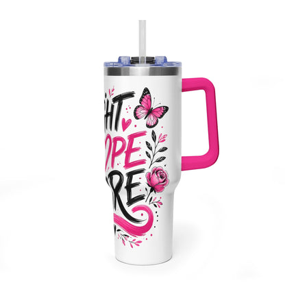 Tumbler - Fight Hope Cure 40oz Breast Cancer Awareness Vacuum Tumbler
