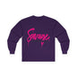 Long Sleeve Tee — "Savage: Classy Bougie Ratchet" Pink Script