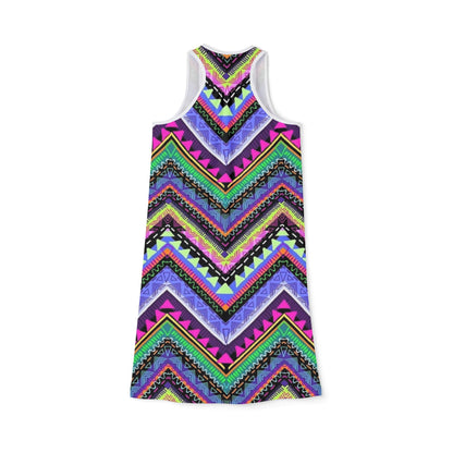 Vibrant Zigzag Print Women's Racerback Dress - Perfect for Summer Parties & Festivals