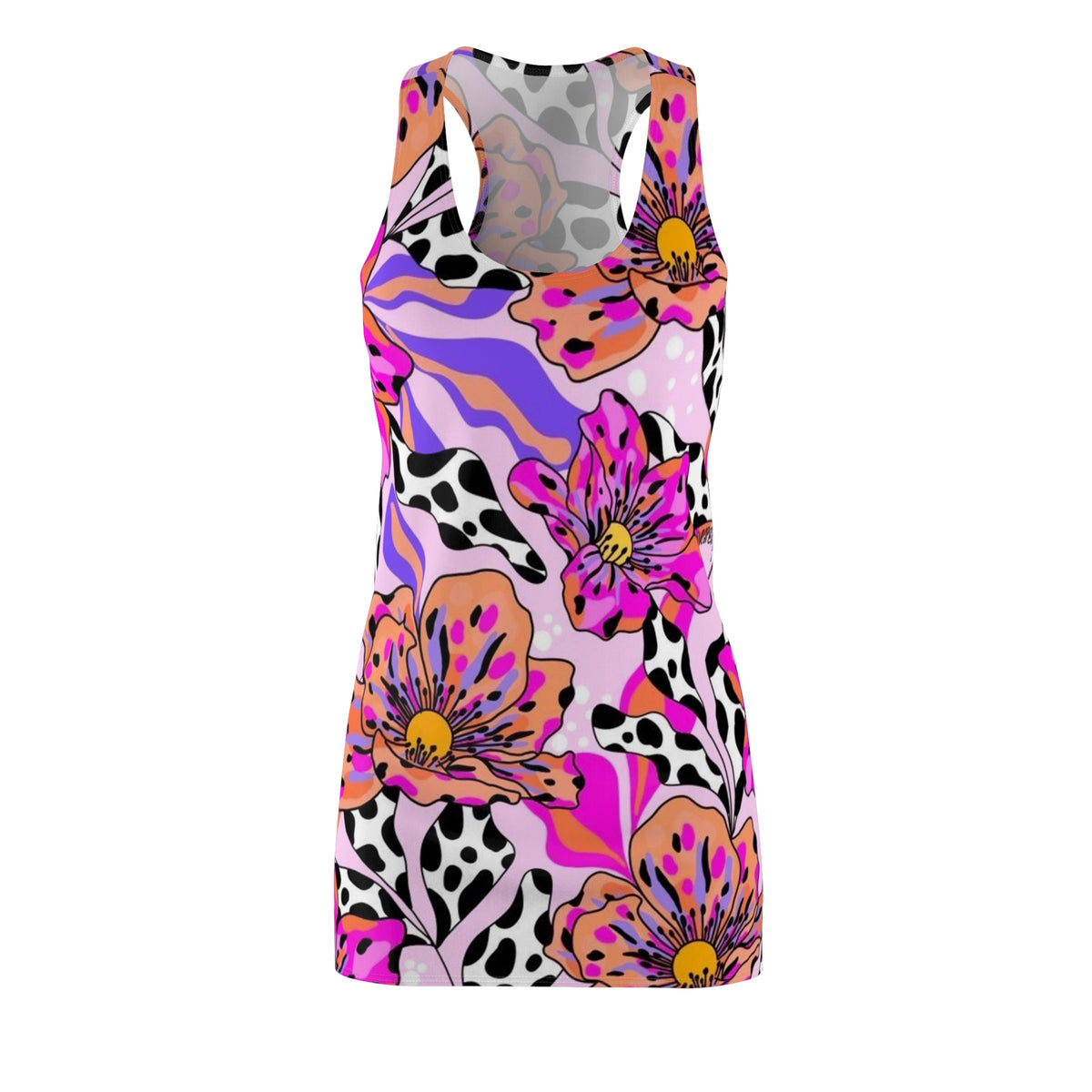 Floral Pop Racerback Dress — Pink Leopard & Bold Blossom All-Over Print