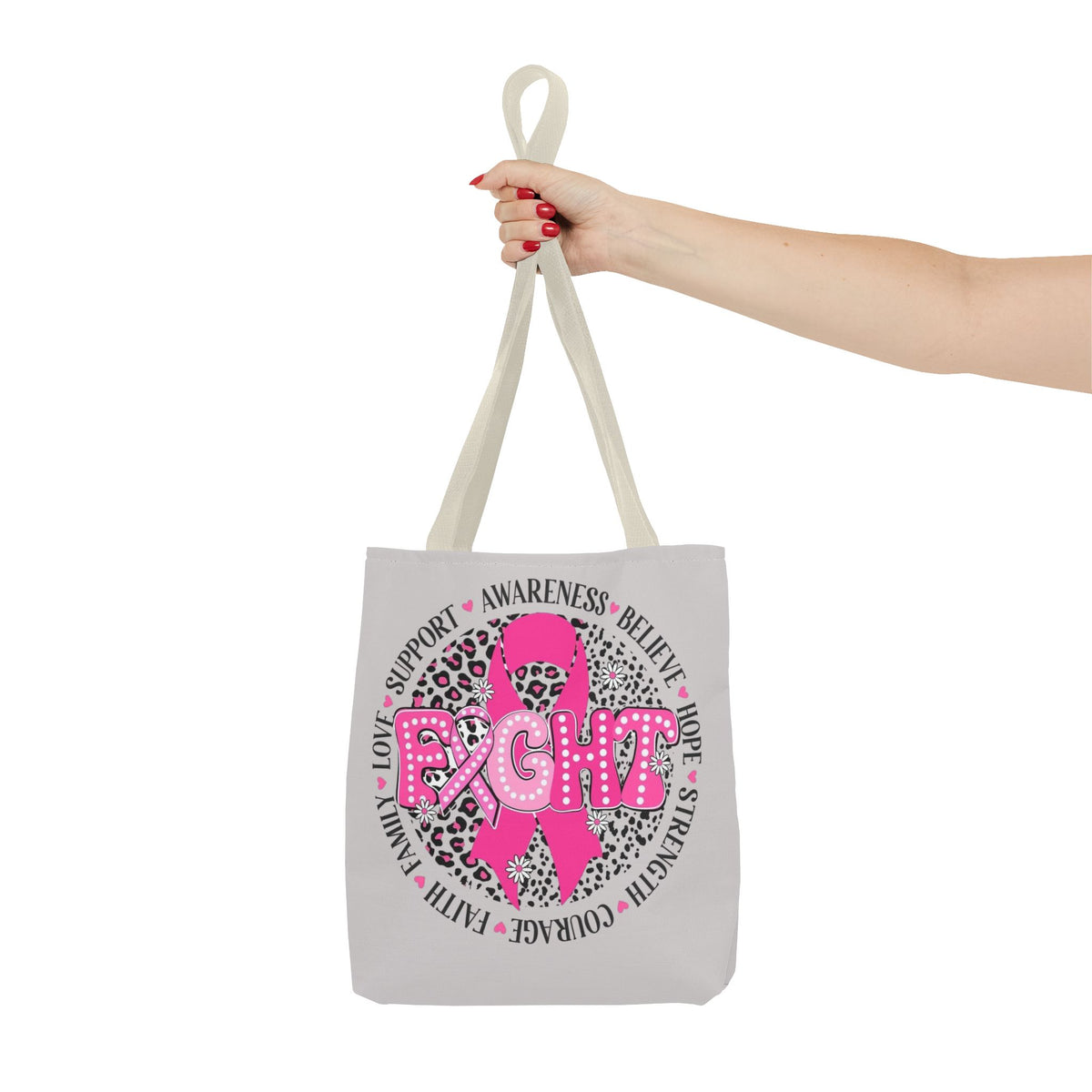 Breast Cancer Awareness "Fight" Pink Ribbon Tote Bag