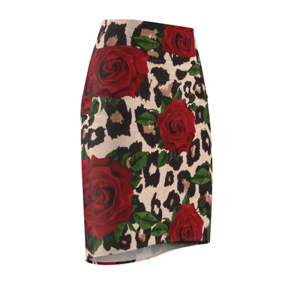 Cheetah Rose Pencil Skirt