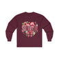 Survivor Floral Ribbon Long Sleeve Tee — Breast Cancer Awareness