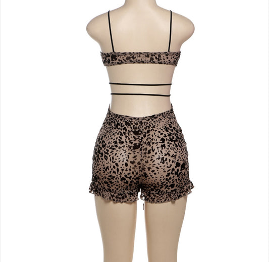 W/S Leopard Print Cutout Romper