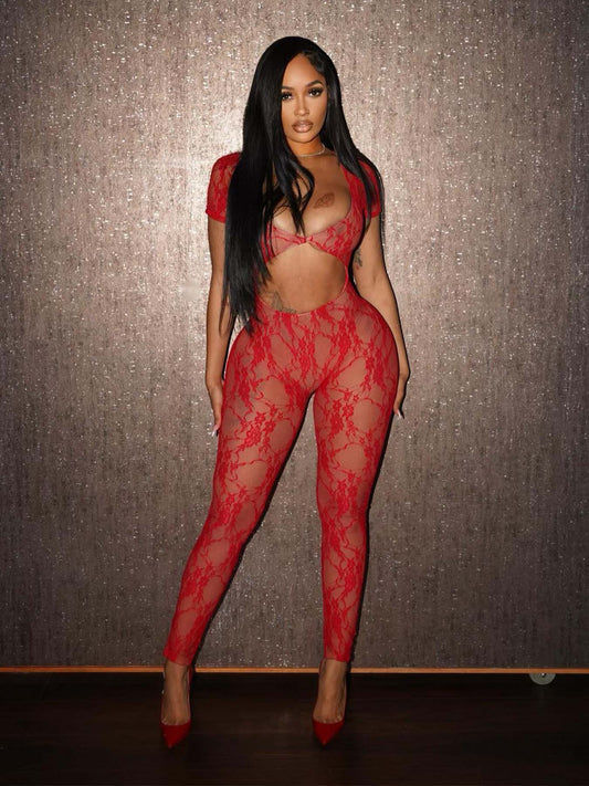 W/S After Hours See through Lace Romper